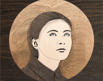 Saint Gemma Galgani Portrait - Round Wood Sign, Catholic Home Decor