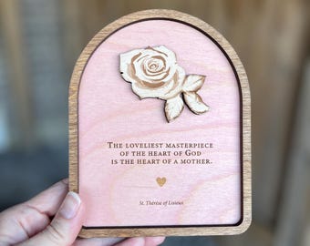 Mother's Day Wood Sign: St Therese Quote, Catholic Home Decor