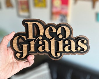 Deo Gratias - Wall Wood Sign, Catholic Home Decor