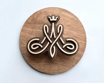 Auspice Maria Rosary holder - Wall Wood Sign, plaque, Catholic Home Decor