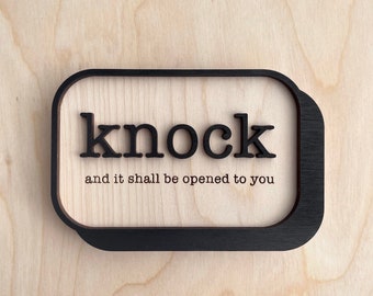 Knock, and it shall be opened to you - Wood Magnet/stand, Catholic Home Decor