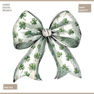 Coquette St Patrick&#39;s Day Bow Png Lucky Shamrock Bow Design St Patricks Day Clover Png Retro Irish Coquette Png St Patty Day Sublimation Png