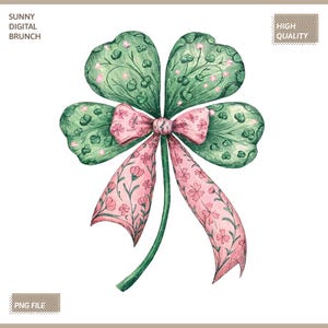 Coquette St Patricks Shamrock Png Lucky Clover Design St Patricks Shirt Png Clover Png Shamrock Sublimation Png Lucky Design Pastel Coquette