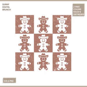 Retro Checkered Gingerbread Man Png Christmas Cowboy Png, Christmas Season Png Gingerbread Man Svg Png, Girly Christmas Png Distressed Xmas