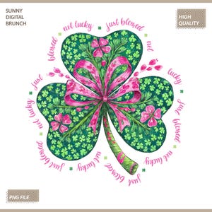 Not Lucky Just Blessed Coquette St Patricks Day Shamrock Png Clover Png Lucky Design Retro Patrick Png Lucky Shirt Png Patty Day Sublimation