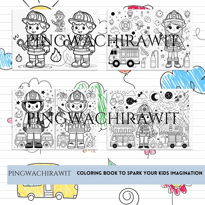 Firefighter Coloring Pages for Kids 15 Printable PDF Sheets, Fun ...