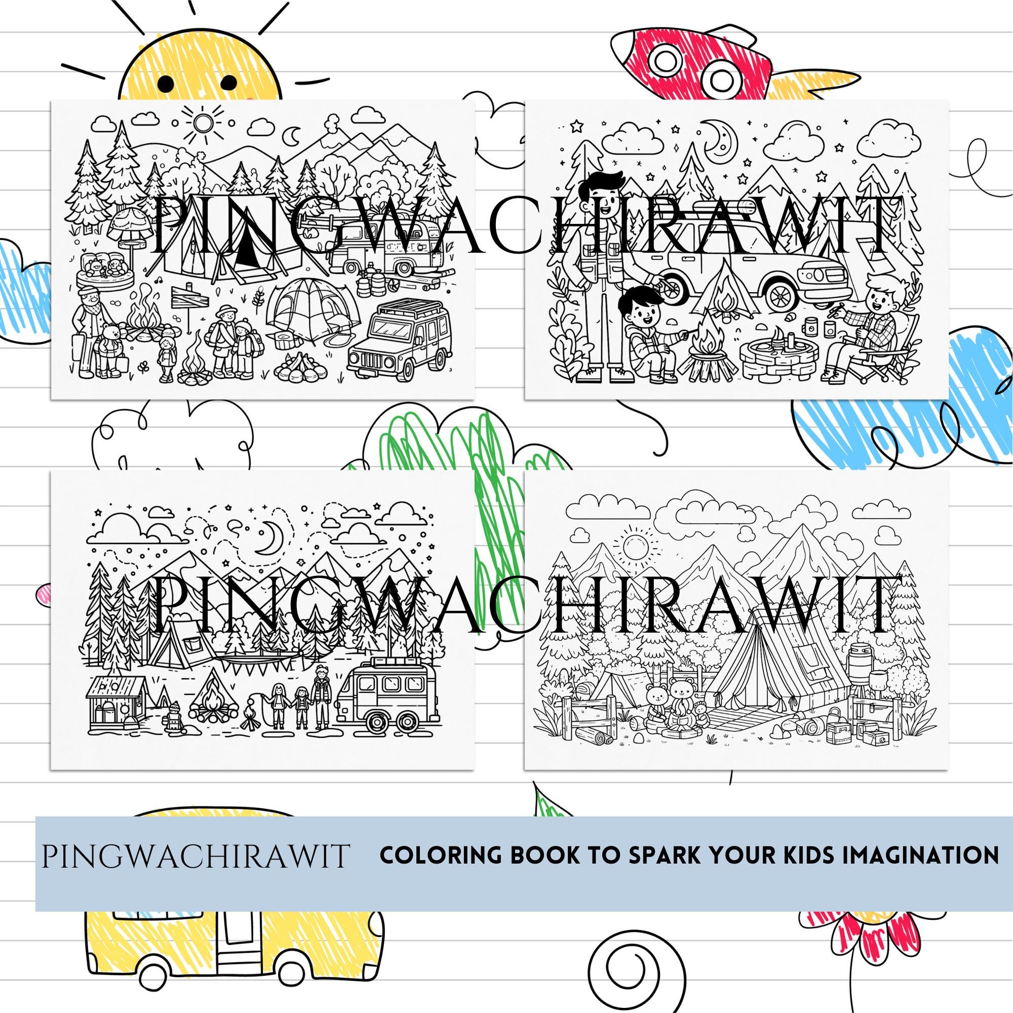 Camping Coloring Pages for Kids Family Camping Printable PDF 9 Fun ...