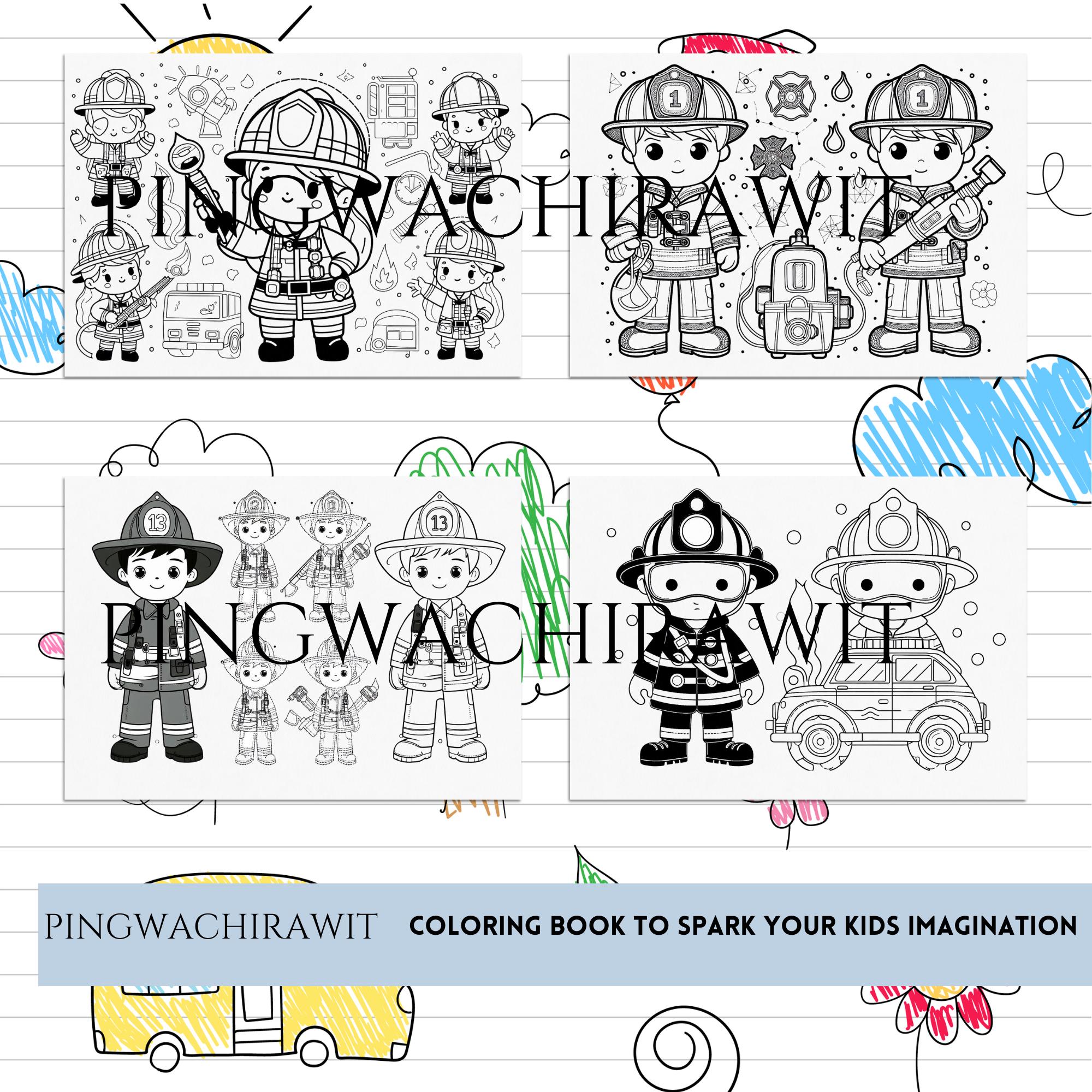 Firefighter Coloring Pages for Kids 15 Printable PDF Sheets, Fun ...
