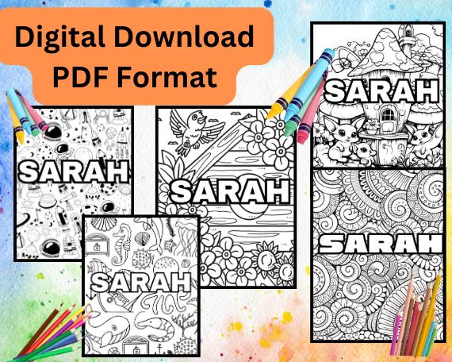 5 Personalized Name Coloring Pages Custom Printable Activity for Kids ...