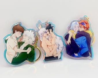 Anime Yaoi Acrylic Keychain 3.5” | Gojo x Geto, Hajime x Nagito, Reki x Langa | Fanmade BL Couple Charm