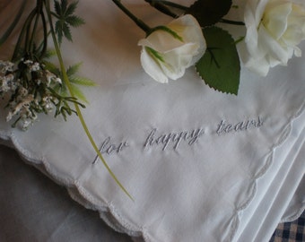 Silvery Gray for happy tears hanky. Bridesmaid gift. Mothers of Bride Grandmothers