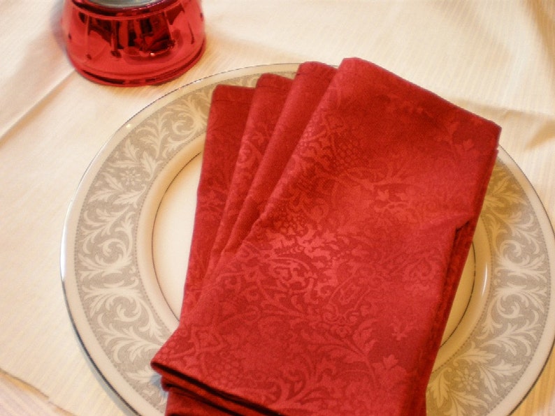 Red Dinner Napkins set of 4 Napkins Red Cotton Festive Etsy