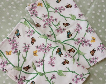 butterflies small hankies. pocket squares.set of 2