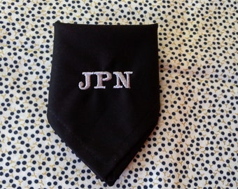 Black Custom Hanky Personalized.  One Hanky.embroidered Custom Monograms-Men Fathers Day Grandpa Zadie Pasha