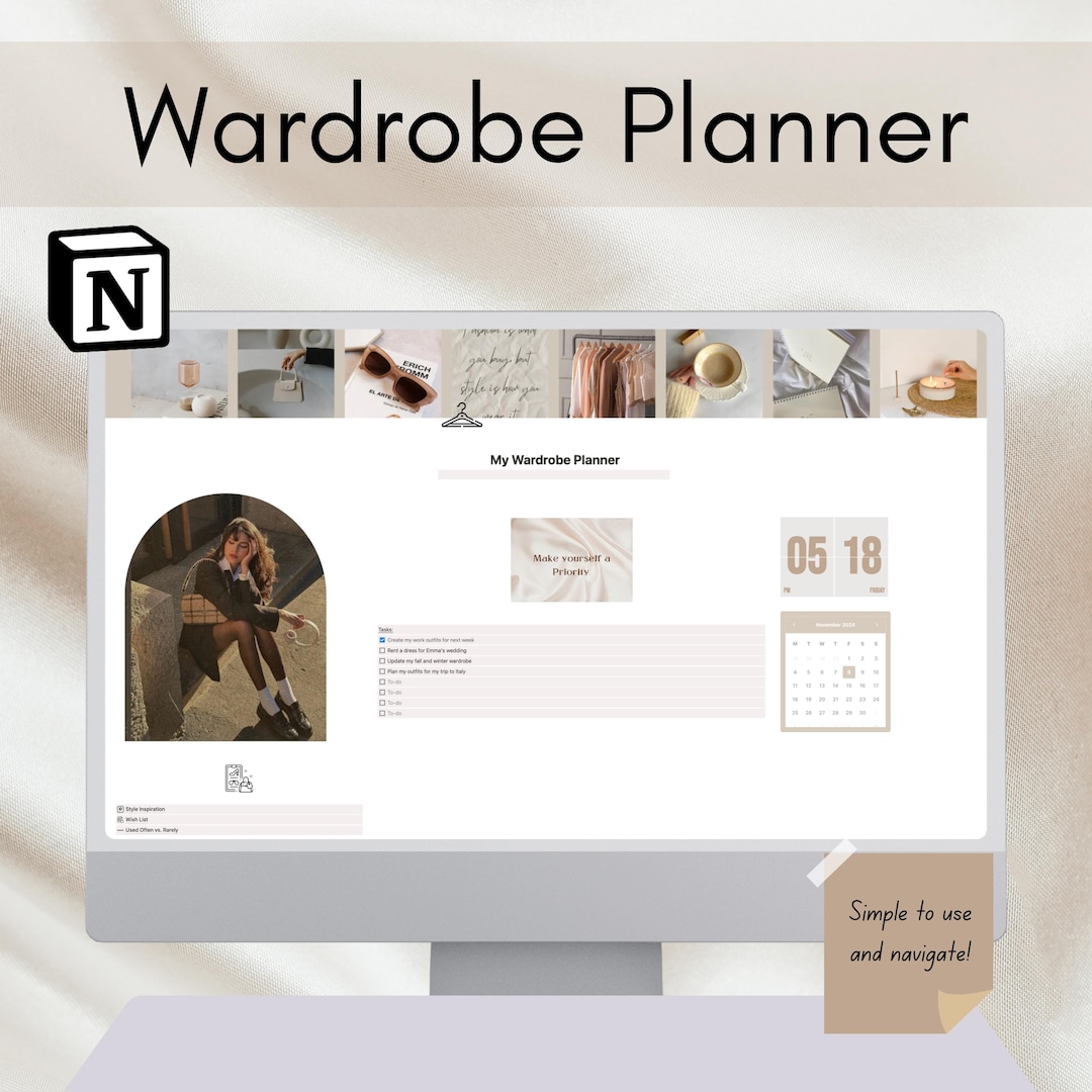 Digital Wardrobe Planner – Closet Organizer Notion Template (PDF - Etsy