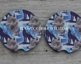 WOLF #11 Wolves wild spiritual dog howling moon SET OF 4 WOOD DRINK COASTERS
