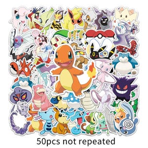 50PCS Cute Pokémon Anime Stickers – Fun Graffiti Decals for Kids | DIY Decoration for Laptop, Bike, Phone, Skateboard, Fridge