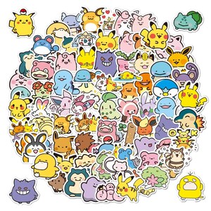 50PCS Cute Pokémon Anime Stickers – Fun Graffiti Decals for Kids | DIY Decoration for Laptop, Bike, Phone, Skateboard, Fridge