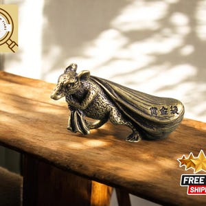 Solid Brass Mouse Figurine | Hard Work Animal Ornament | Lucky Rat Sculpture | Home Miniature Decor | Bedroom Desktop Decoration