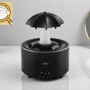 Rotating Umbrella Humidifier | Raindrop Aroma Diffuser | Colorful Light Air Decor | Modern Bedroom Accent | Creative Scented Gift Idea