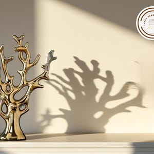 Ceramic Tree Sculpture | Modern Nature-Inspired Figurine | Stylish Home Accent | Metallic Side Table Décor | Housewarming Gift Idea