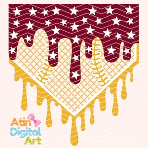 May include: A digital art design featuring a waffle-like shape with dripping yellow syrup. The top section has a burgundy background with white stars and a zig-zag pattern. The text "Atin Digital Art" is at the bottom.