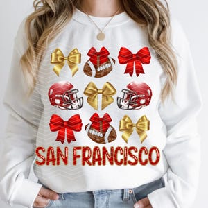 Coquette San Francisco Png | Trendy Preppy San Francisco Png | San Francisco Girly Era | Coquette Football Png | San Francisco Bow Design