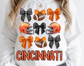 Coquette Cincinnati PNG | Cincinnati preppy tendance png | époque girly de Cincinnati | Football Coquette PNG | Cincinnati png | Noeud de ruban de Cincinnati