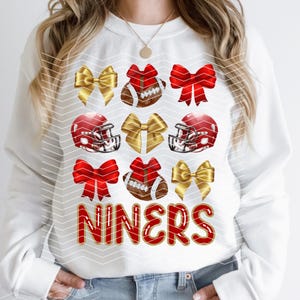 Coquette Niners Png | Coquette San Francisco Png | Trendy Preppy Niners Png | Niners Girly Era | Coquette Football Png | Niners Bow Design