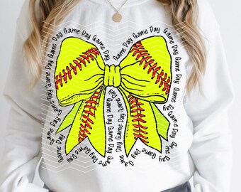 Softball Game Day Bow Png | Softball Png | Coquette Softball Png | Softball Mama Png | Game Day Png | Softball Bow Png | Softball Season Png