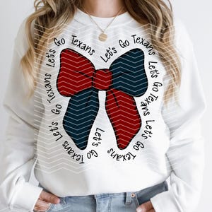 Let&#39;s Go Texans Bow Design | Coquette Texans Png | Trendy Preppy Texans Png | Texans Football Png | Texans Png | Texans Bow Design