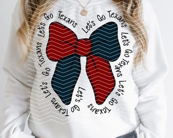 Let's Go Texans Bow Design | Coquette Texans Png | Trendy Preppy Texans Png | Texans Football Png | Texans Png | Texans Bow Design