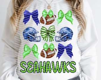 Coquette Seahawks Png | Coquette Seattle Png | Trendy Preppy Seattle | Coquette Football | Seattle Png | Seahawks Png | Seahawk Game Day Png