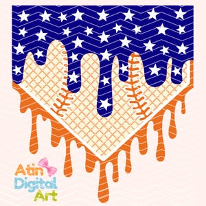 Blue Orange Ice Cream Drip Home Plate Png | Star Drip Home Plate | Ice Cream Drip Home Plate | Baseball Drip Png | Blue Drip Baseball Png