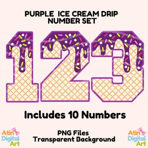 Purple Ice Cream Drip Numbers 0-9 Png | Sprinkles Ice Cream Numbers | Ice Cream Drip Numbers | Jersey Numbers Png | Ice Cream Jersey Numbers