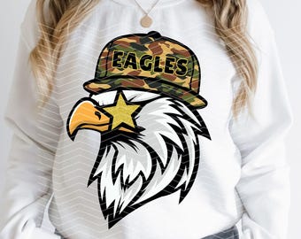 Eagles Camo Caps Png Lion | Eagle Camouflage Preppy School Spirit Mascot Digital Download Png Files