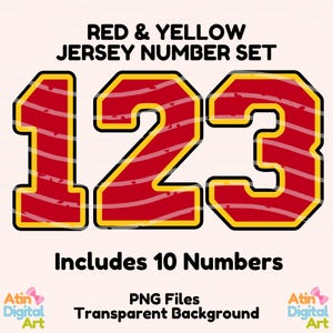 Kansas City Jersey Numbers Png | Red Yellow Football Jersey Numbers Png | Jersey Numbers Template | Jersey Numbers Png | Varsity Numbers Png