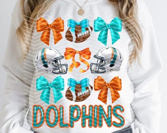 Coquette Dolphins Png | Coquette Miami Png | Trendy Preppy Miami Png | Coquette Football | Miami Png | Dolphins Png | Miami Game Day Png