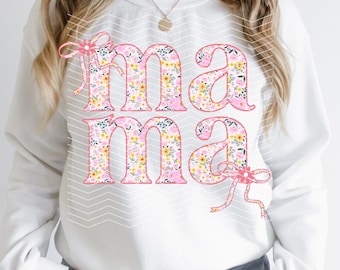 Floral Mama Png | Mama Coquette Png | Floral Coquette Mama Png | Mama Flower Png | Mama Girly Era Png | Mama Bow Png | Pink Floral Mama Png