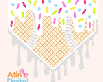 White Ice Cream Drip Home Plate Png | Star Drip Home Plate | Ice Cream Drip Home Plate | Baseball Drip Png | White Drip Baseball Png