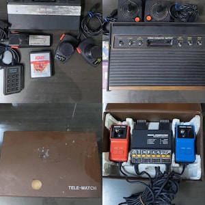 Retro Game Console Atari 2600, Atari CX-2600 Wood and Ideal Computer Tele Match Cassette-2