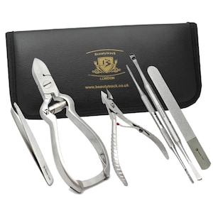 6-Piece Professional Podiatry Tool Kit: Ingrown Toenail Nippers and Clippers for Thick Nails