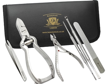 6-Piece Professional Podiatry Tool Kit: Ingrown Toenail Nippers and Clippers for Thick Nails
