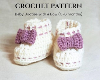 Baby Booties Häkelanleitung: Neugeborene Schuhe mit Schleife (PDF Häkelanleitung)