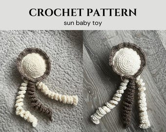 Baby Toy Crochet Pattern: Sensory Sunshine Plushy with Gripping Tails, PDF Digital Download