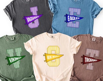 Custom School Mascot Shirt, School Spirit Shirt, Retro Mascot Tee, School Pride Tee, Comfort Colors Teacher Student Football Mom Spirit Wear