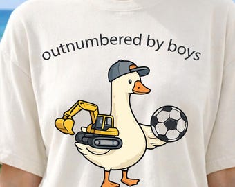 Outnumbered By Boys T-Shirt, Comfort Colors® Funny Goose Mama Shirt, Trendy Gift For Boy Mama, Mother's Day Gift