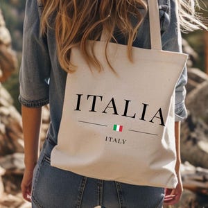 Italia Travel Tote Bag Italy Flag Canvas Bag Italian Souvenir Gift for Her Reusable Beach Market Bag Italy Trip Tote Bag