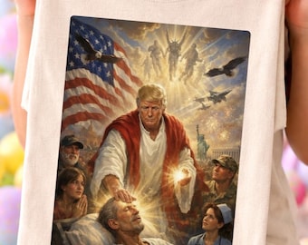 Trump Jesus Shirt, Comfort Colors® Trump Humor T-Shirt, Divine Leader Meme Tee, Patriotic Healing Scene Shirt, Funny Political Gift Tee
