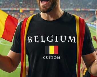Camiseta de fútbol de Bélgica, camiseta personalizada con el nombre del jugador, camiseta para aficionados a partidos internacionales, regalo de fútbol de Bélgica